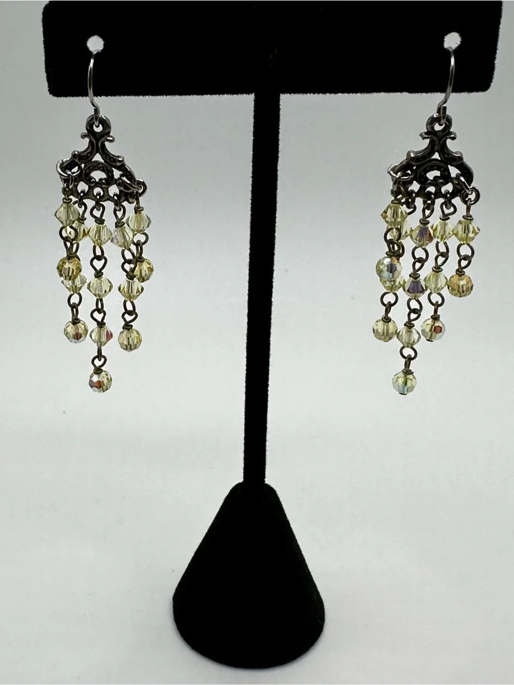 Vintage-Inspired Yellow Swarovski Crystal Chandelier Earrings